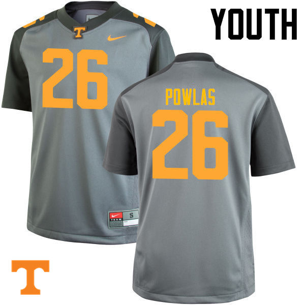 Youth #26 Ben Powlas Tennessee Volunteers College Football Jerseys-Gray